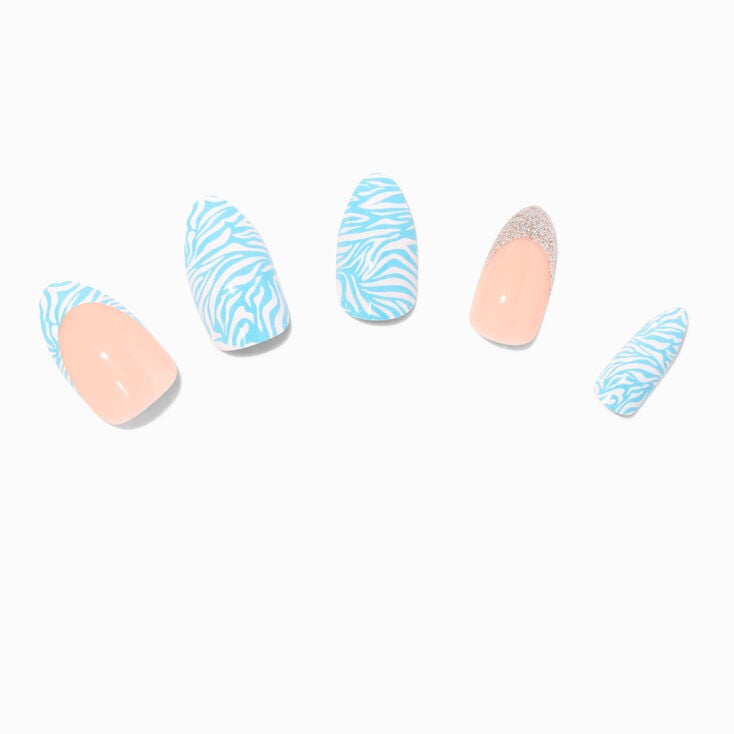 Blue Zebra Stiletto Vegan Faux Nail Set &#40;24 Pack&#41;,
