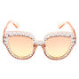 Oversized Embellished Heart Sunglasses - Pink,