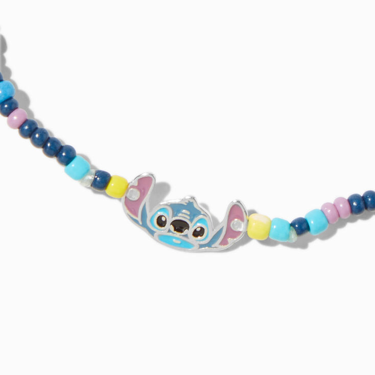 Disney Stitch Sterling Silver Beaded Stretch Bracelet ,
