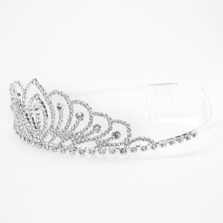 Silver-tone Rhinestone Lotus Princess Tiara