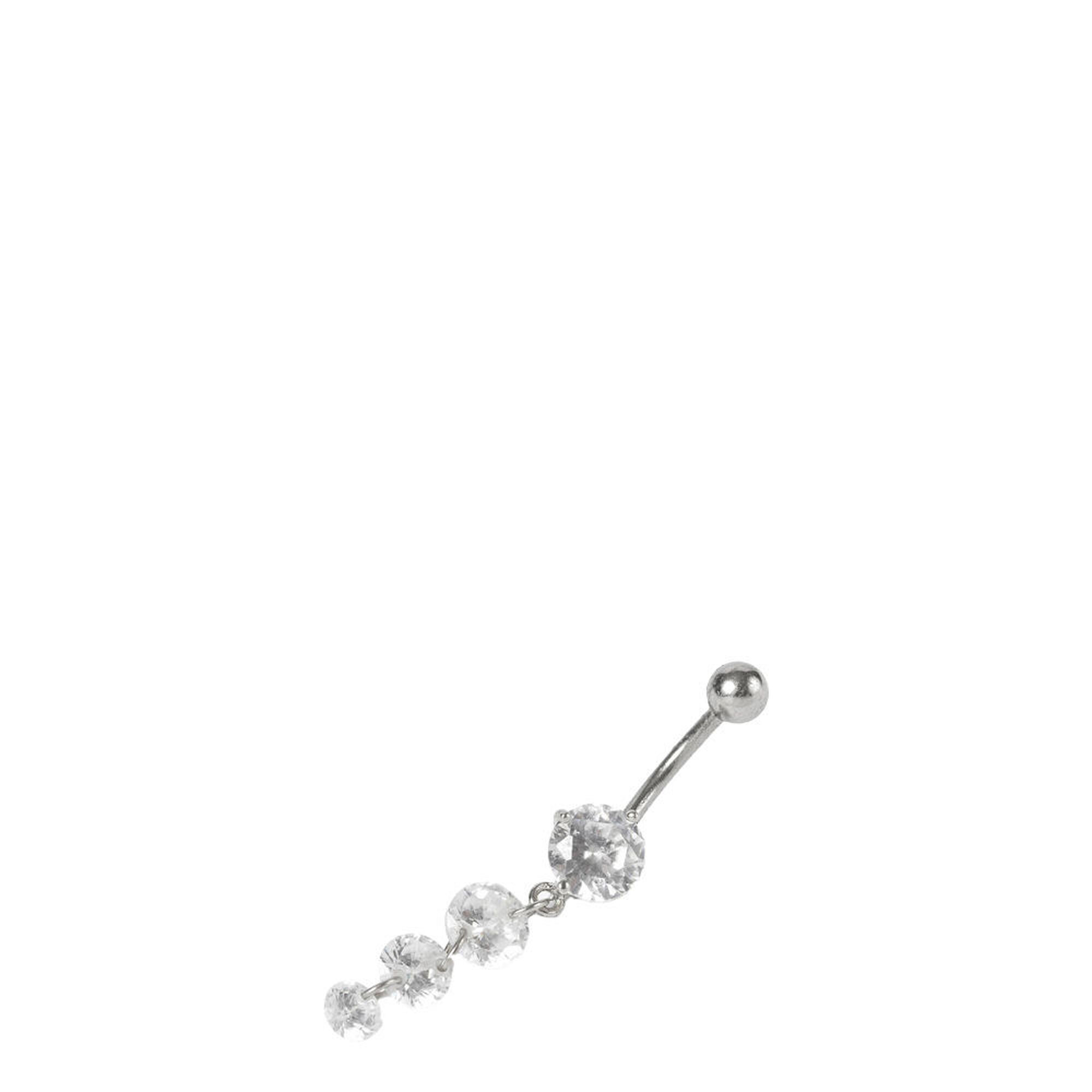 View Claires 14G Triple Crystal Dangle Belly Ring Silver information