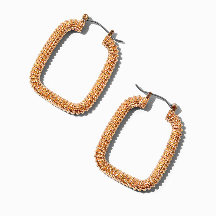 Gold-tone Mesh Square 40mm Hoop Earrings,