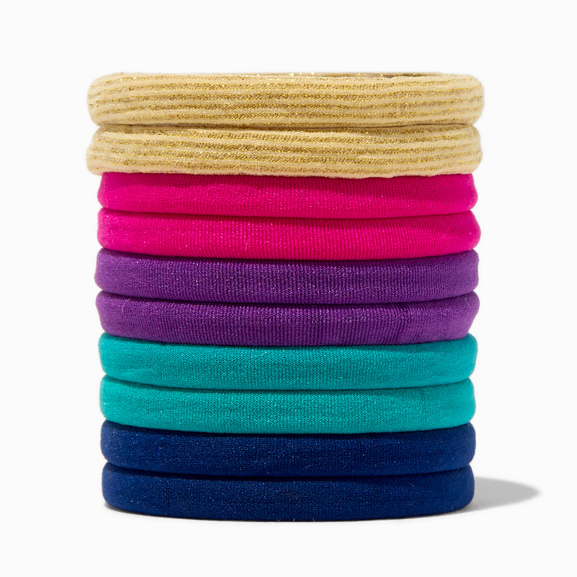 Mixed Jewel Tone Rolled Hair Ties - 10 Pack,