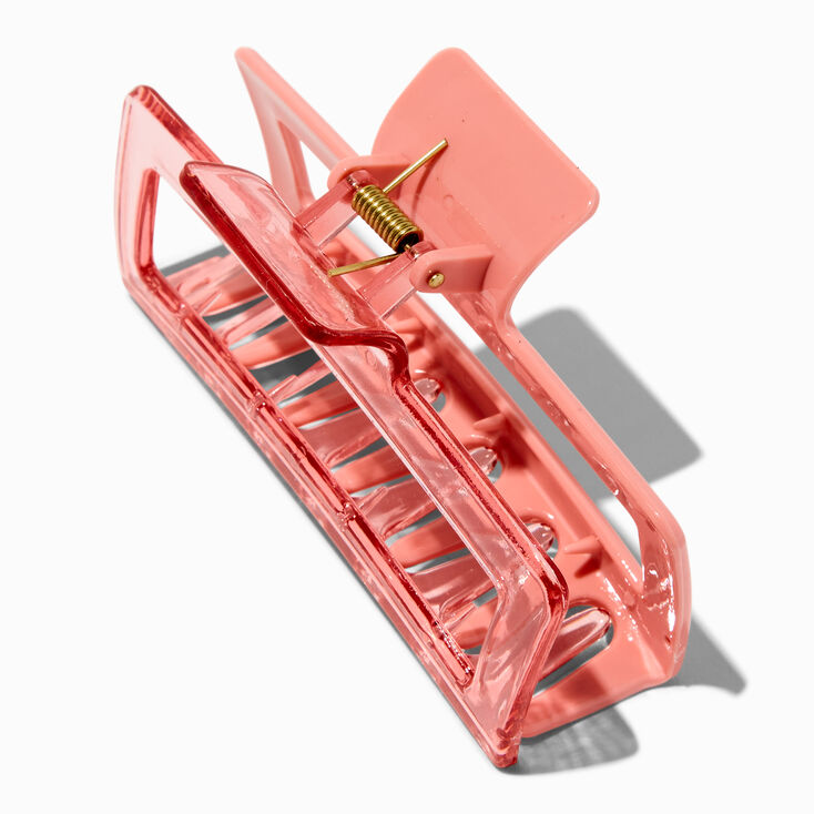 Large Two-Tone Coral Rectangular Hair Claw,