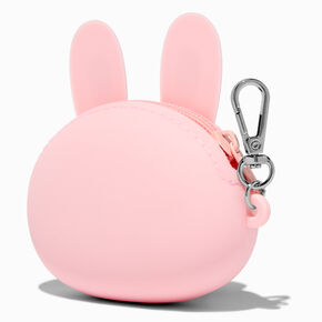 Pink Bunny Jelly Coin Purse Keychain,