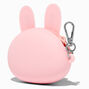 Pink Bunny Jelly Coin Purse Keychain,
