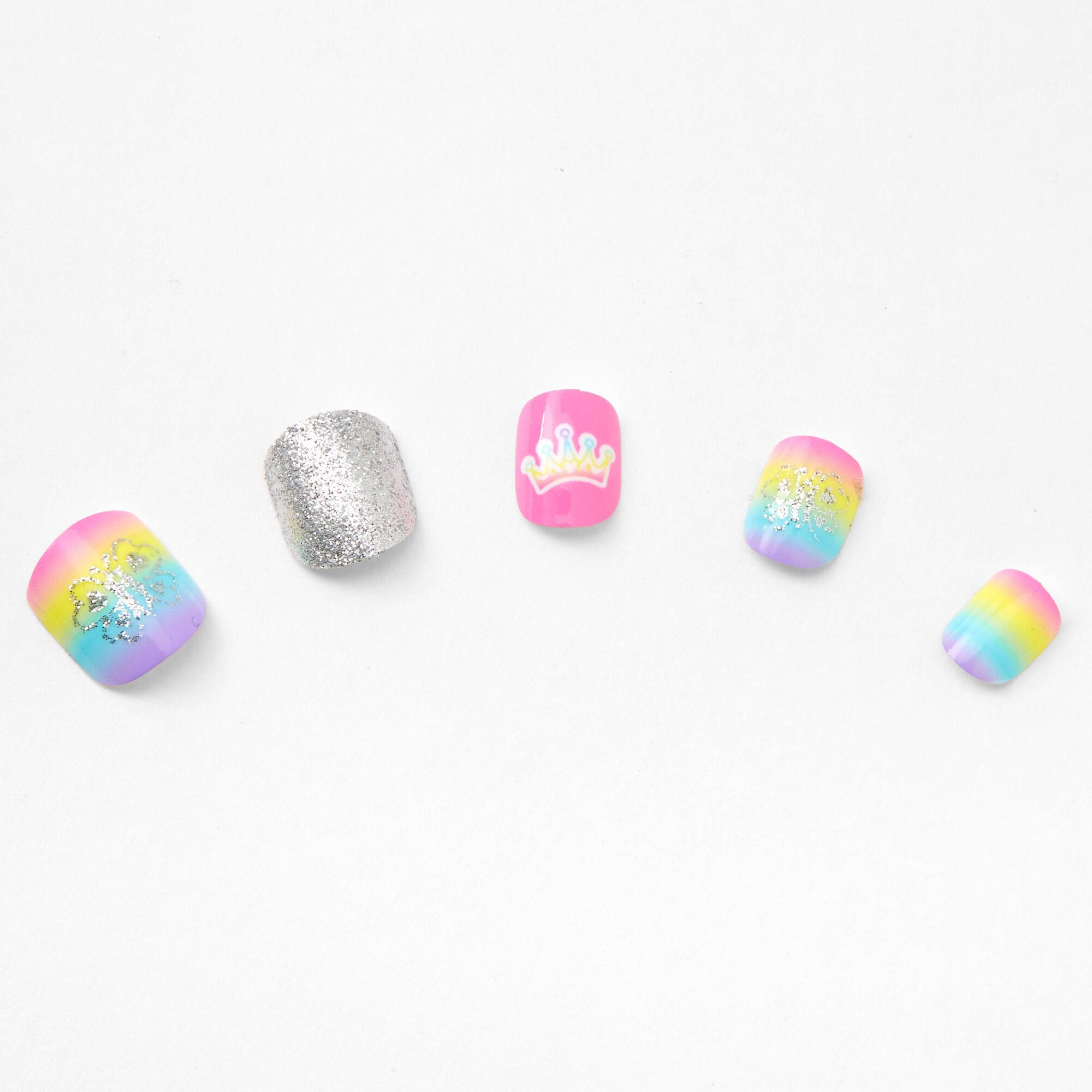 Love, Diana™ Square Press On Faux Nail Set - Glitter Rainbow,