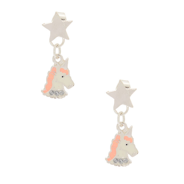 Boucles d&rsquo;oreille devant-derri&egrave;re licorne &eacute;toile,