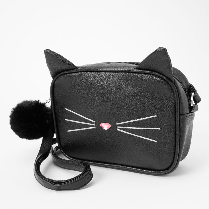 Cat Face Crossbody Bag - Black,