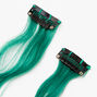 Extensions de cheveux synth&eacute;tiques boucl&eacute;s &agrave; clip - Vert chasseur, lot de 2,