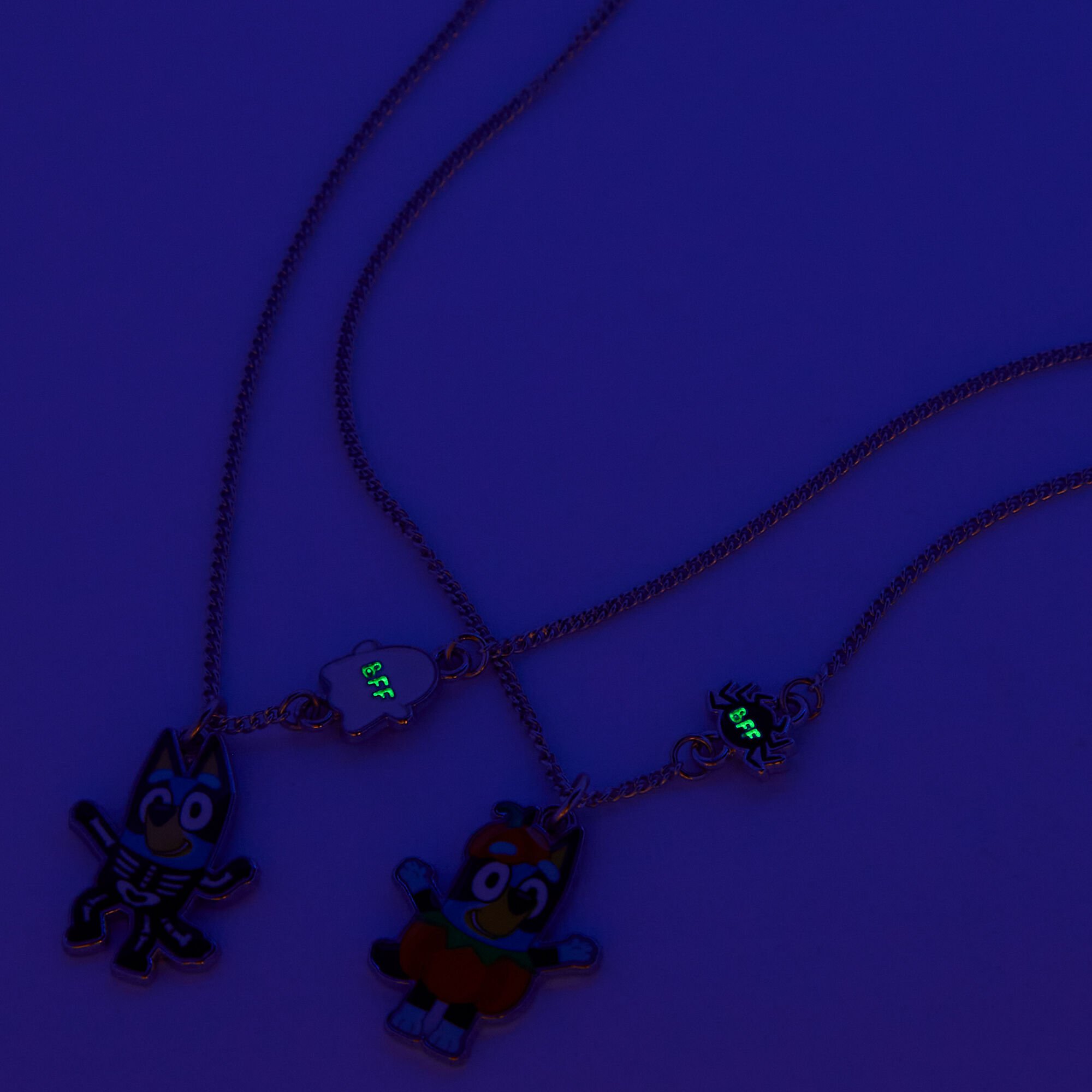Bluey Best Friends Halloween Glow in the Dark Pendant Necklace Set - 2 Pack,