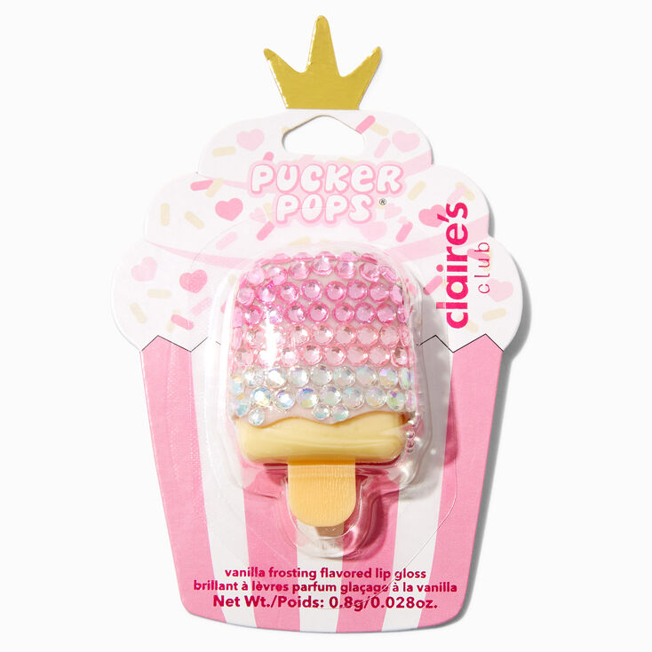 Claire&#39;s Club Pucker Pops&reg; Birthday Cupcake Lip Gloss - Vanilla Frosting,