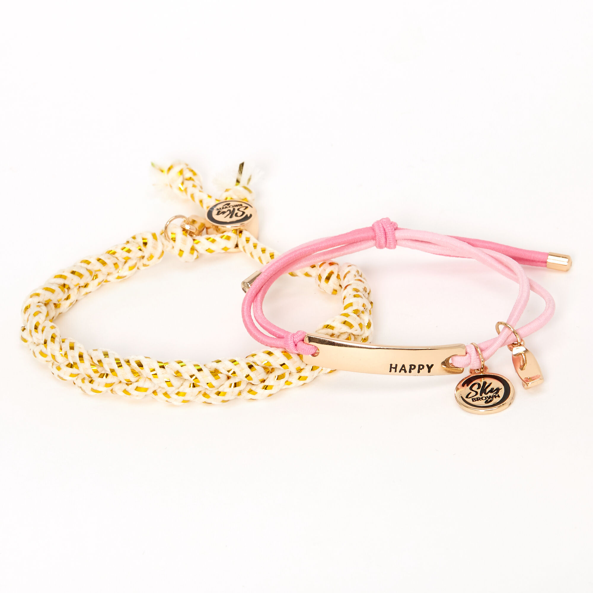 Sky Brown™ Adjustable Braided bracelets – Pink, 2 pack,