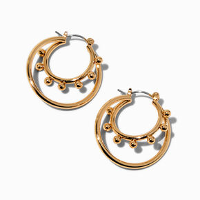 Gold-tone Ball Twisted 50MM Hoop Earrings ,