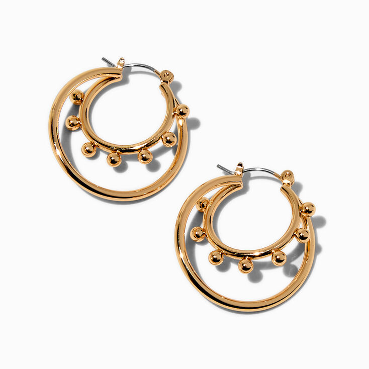 Gold-tone Ball Twisted 50mm Hoop Earrings ,