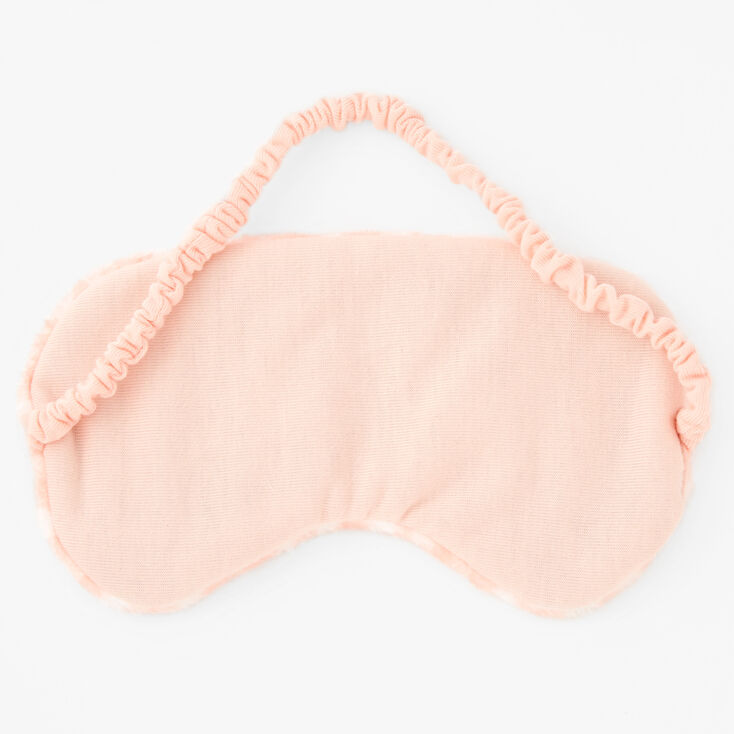 Coral Gingham Plush Sleeping Mask,