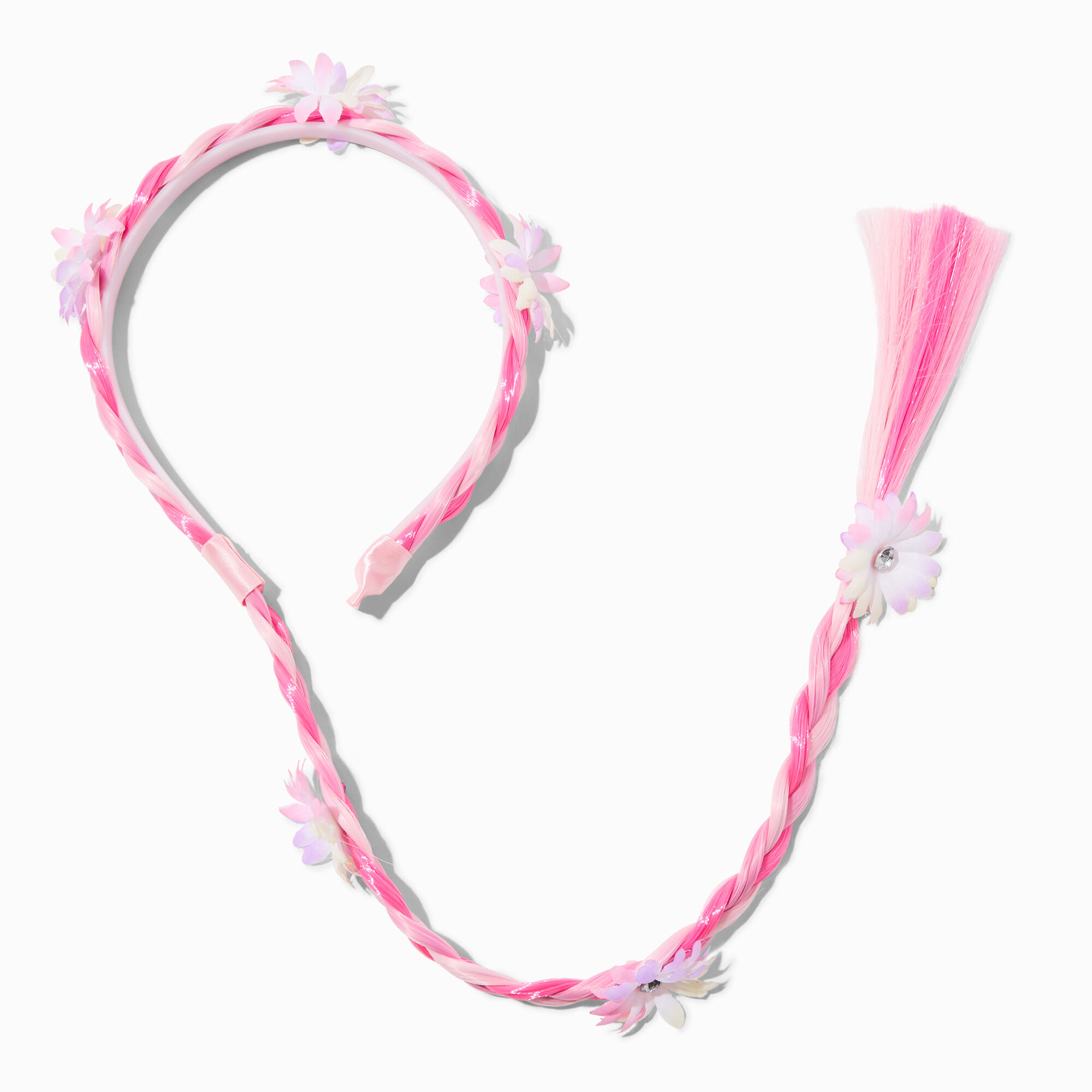 Claire's Serre-tête tressé floral rose Claire's Club
