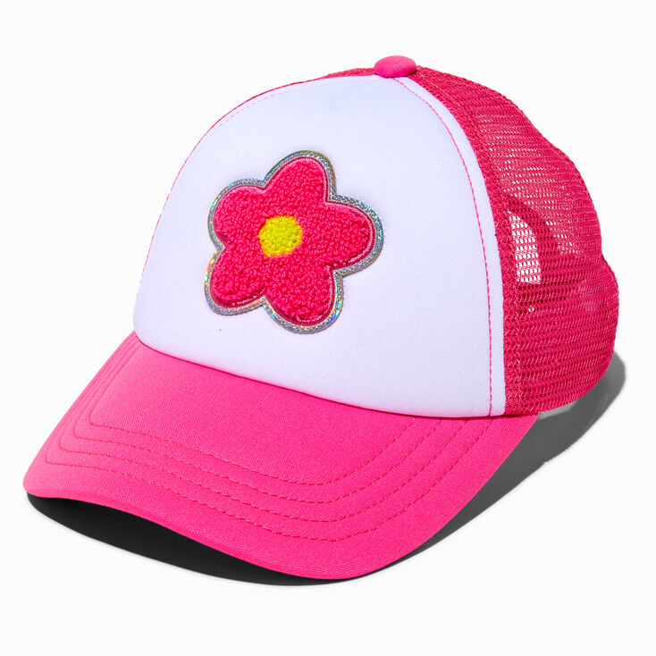 Claire&#39;s Club Pink Daisy Trucker Hat,
