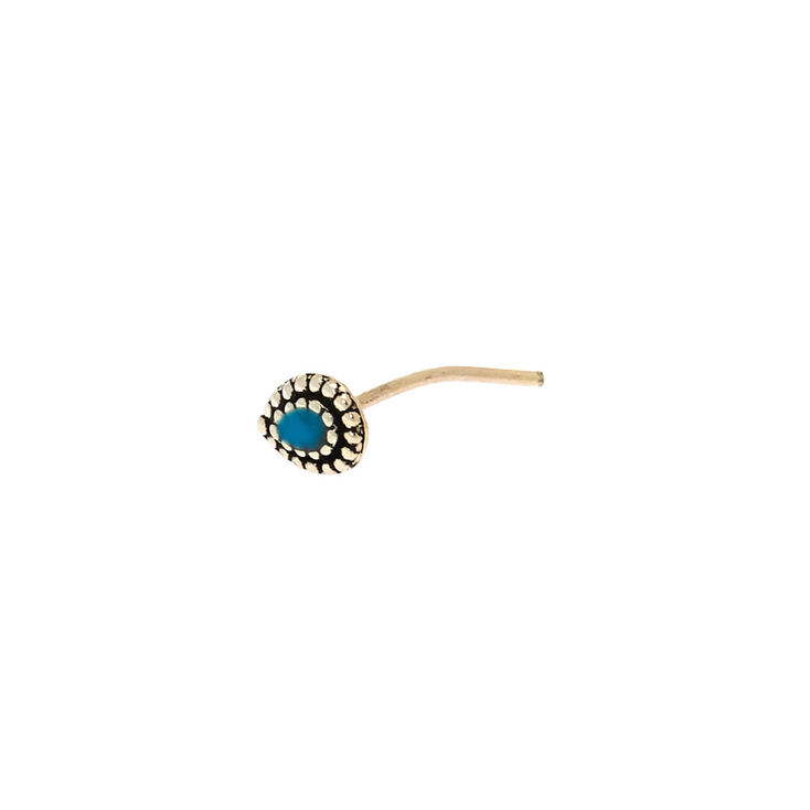 Sterling Silver 22G Boho Teardrop Nose Stud - Turquoise,