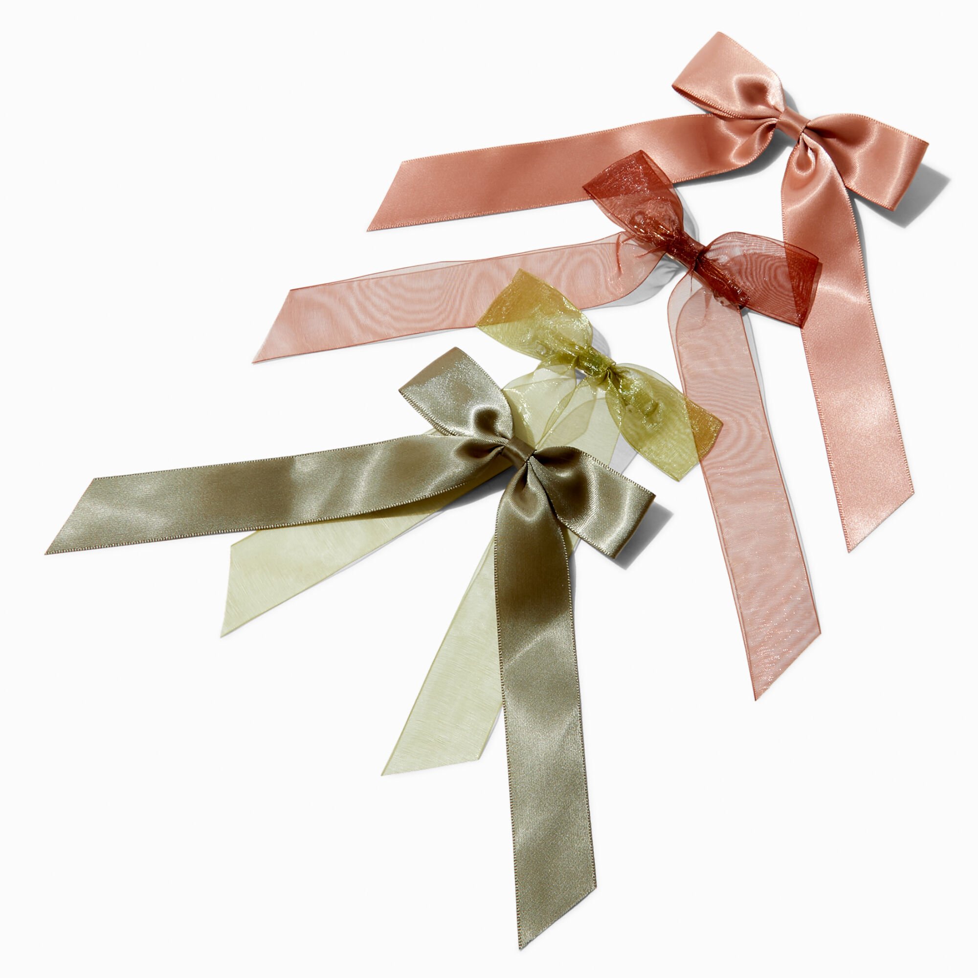 Mixed Mauve & Sage Hair Bow Clips - 4 Pack,