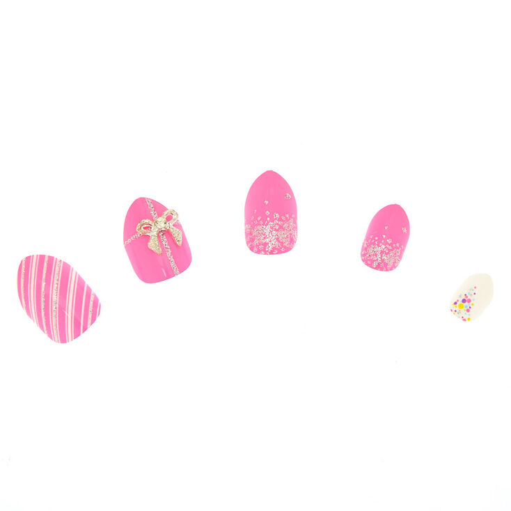 Press On Faux Nail Set - Pink, 24 Pack | Claire's US