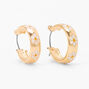 Gold 20MM Thick Daisy Hoop Earrings - White,