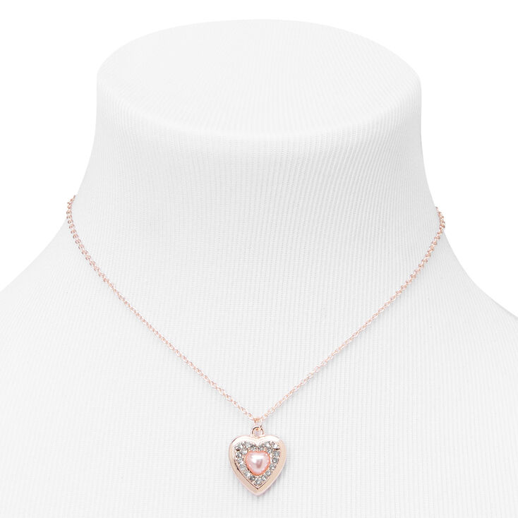 Claire&#39;s Club Rose Gold Pink Pearl Heart Jewelry Set - 3 Pack,