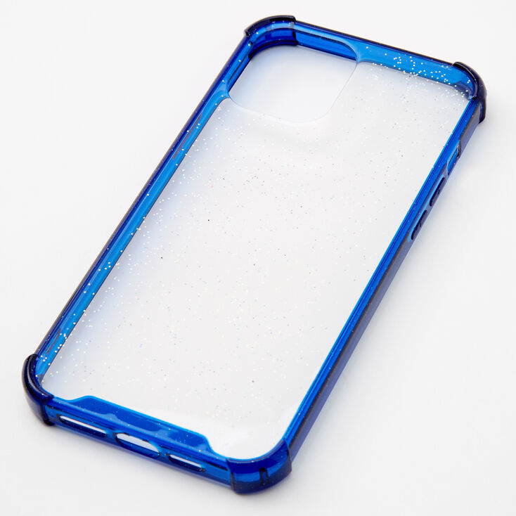 Clear Blue Glitter Protective Phone Case - Fits iPhone 12 Pro Max,
