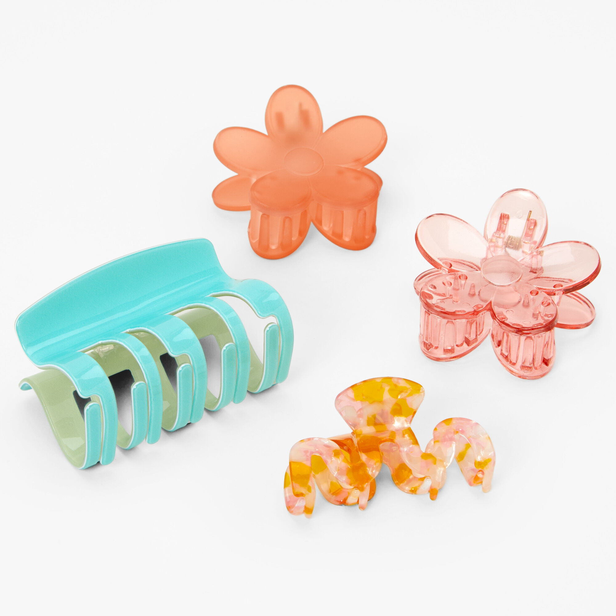 Claire's Pinces à cheveux fleurs corail - Lot de 4