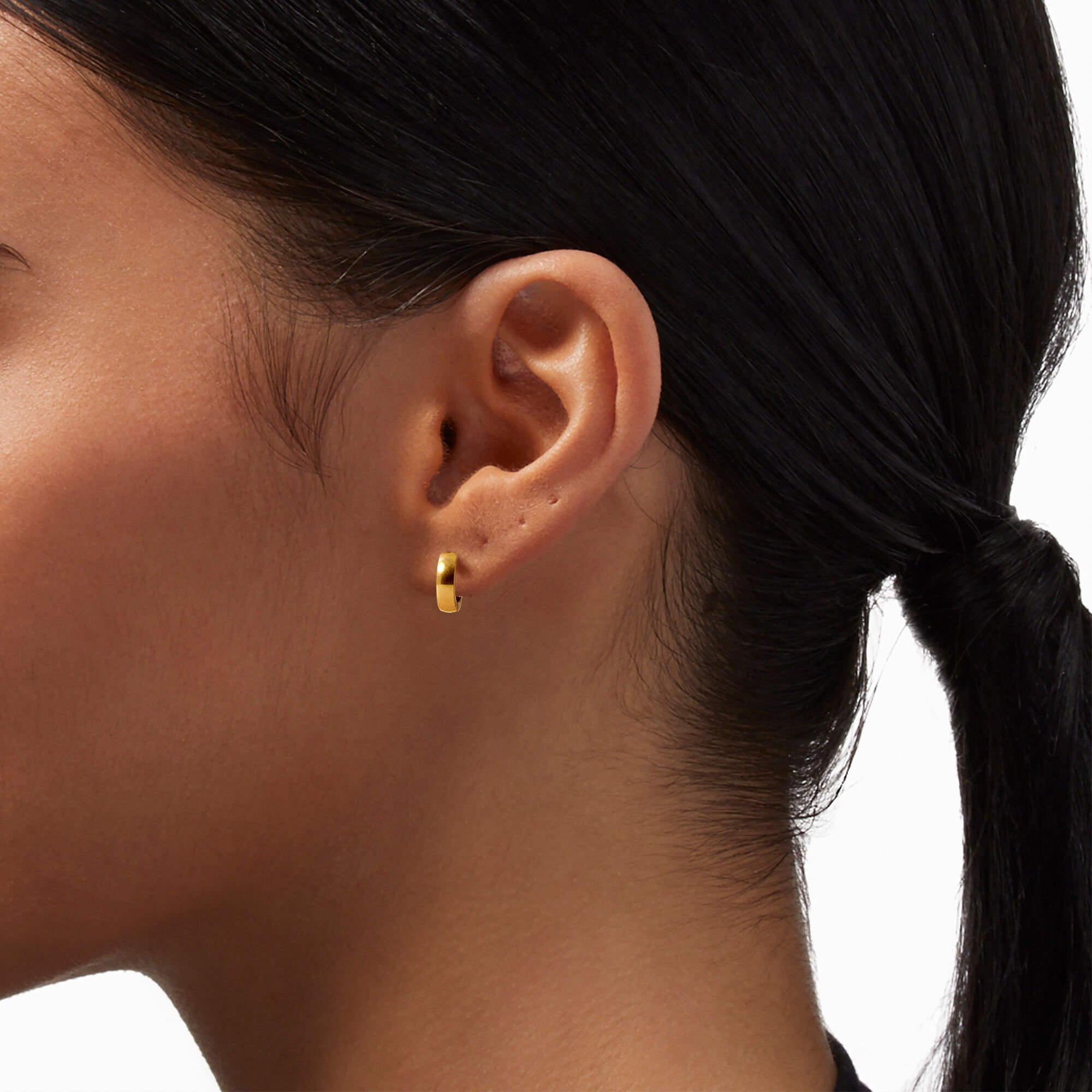Gold tone 10MM Clip On Huggie Hoop Earrings