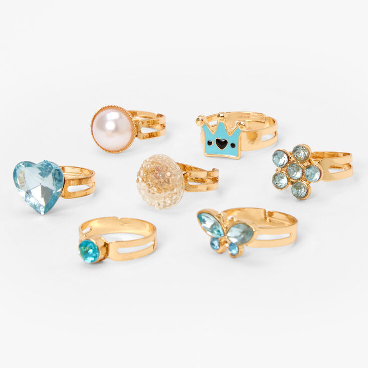 Claire&#39;s Club Ring Set - Mint, 7 Pack,