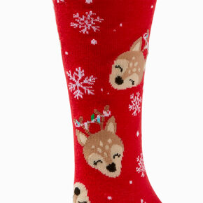 Christmas Red Reindeer Crew Socks,
