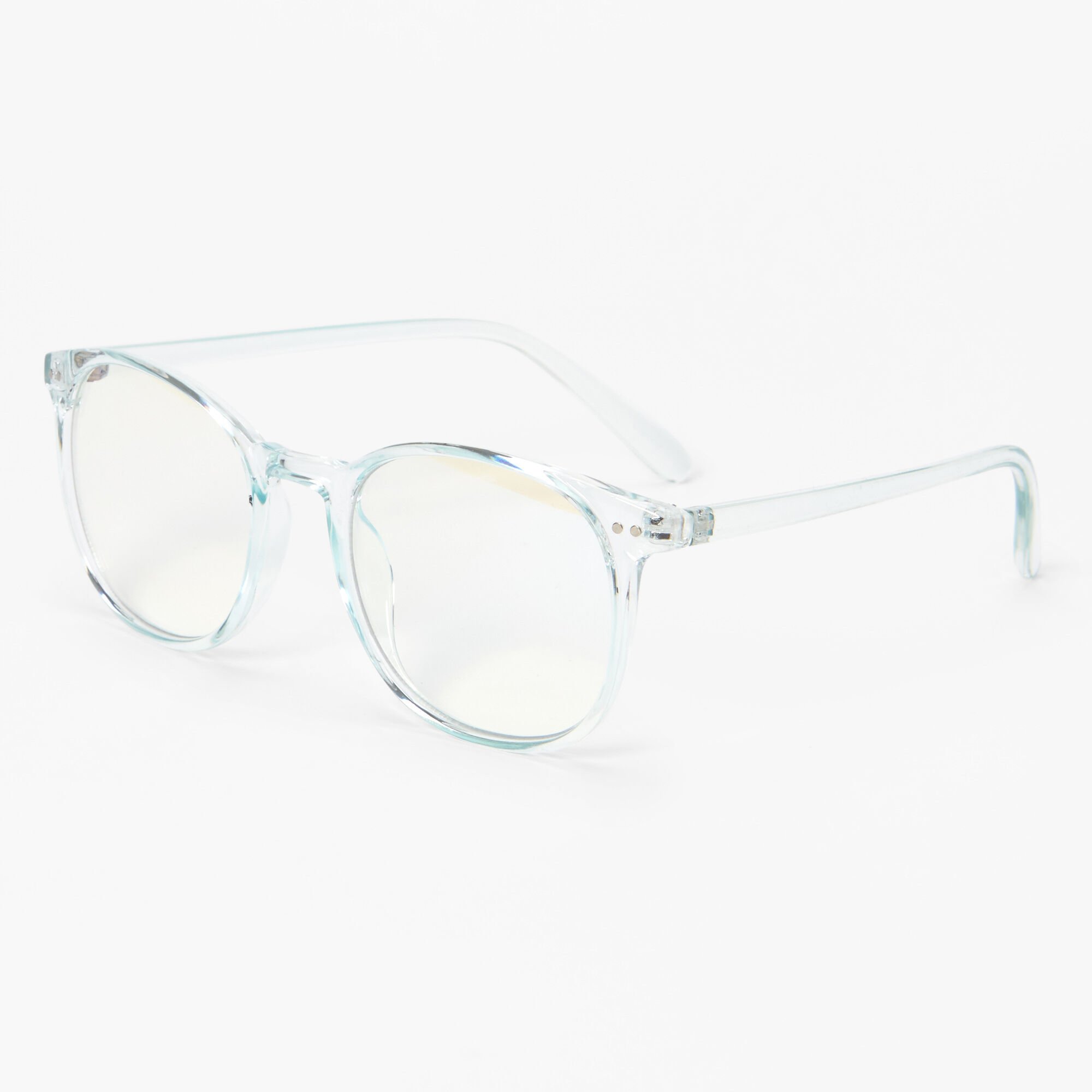 Lunettes rondes transparentes r duisant la lumi re bleue Bleu