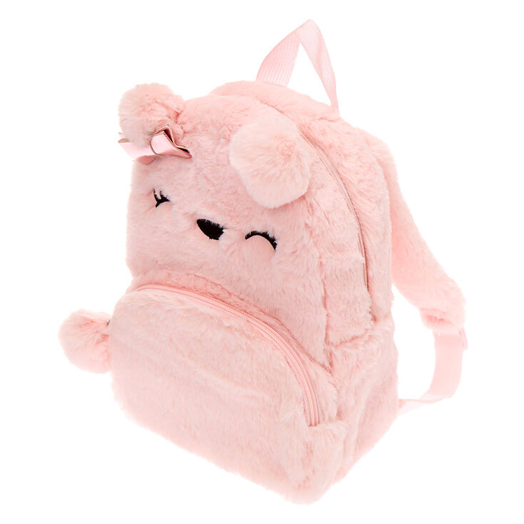 Pink Bear Furry Backpack,