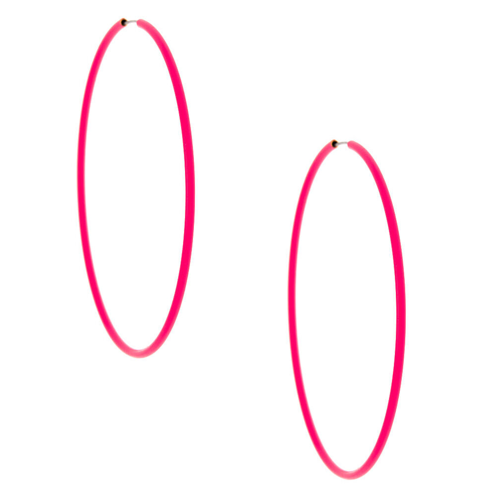 60MM Neon Hoop Earrings -  Pink,