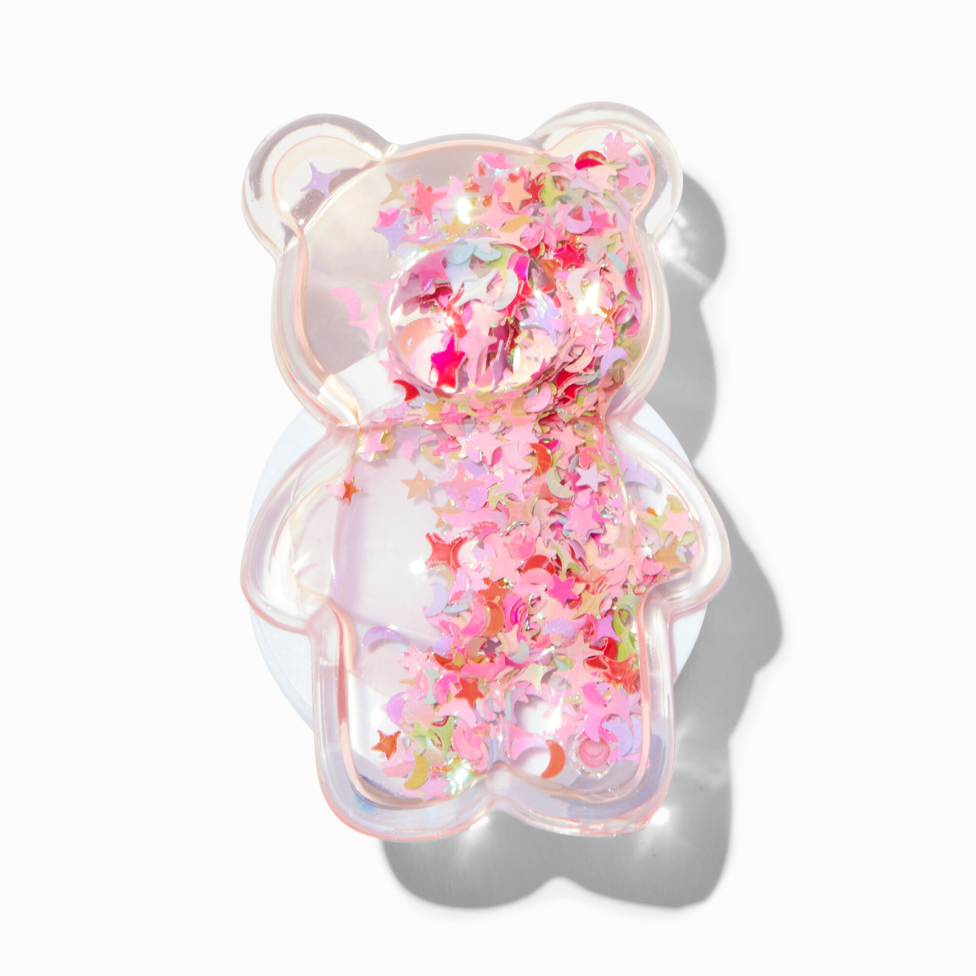 View Claires GlitterFilled Bear Griptok Phone Grip Pink information
