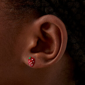 Glitter Strawberry Stud Earrings,