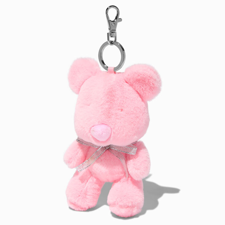 Pink Teddy Bear Plush Keychain,