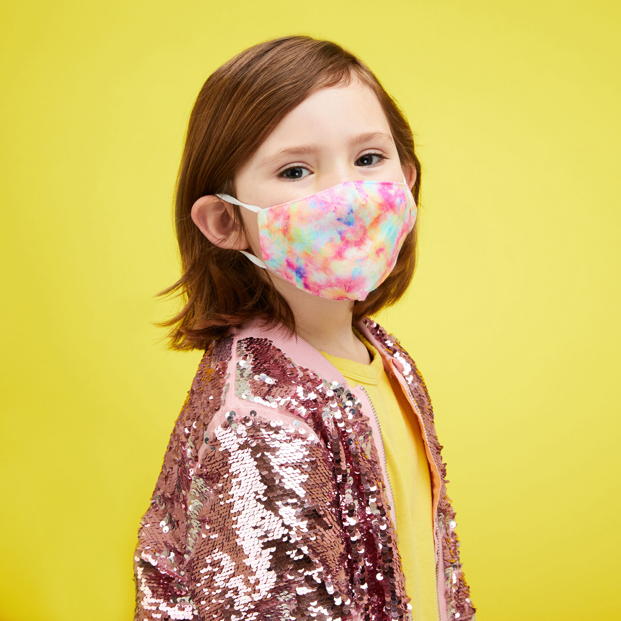 3 Pack Cotton Pink and Blue Tie Dye Face Masks - Child Small,