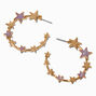 Glitter Star Gold-tone Hoop Earrings,