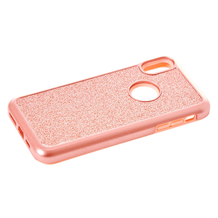Rose Gold Glitter Protective Phone Case - Fits iPhone XS Max,