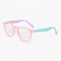 Claire&#39;s Club Color Block Pastel Solar Blue Light Reducing Clear Lens Round Frames,