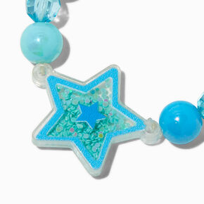 Claire&#39;s Club Blue Star Shaker Charm Beaded Stretch Bracelet,