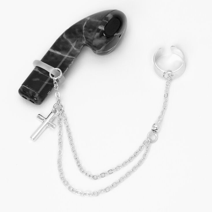 Silver Cross Charm Ear Cuffs - Compatible With Apple AirPods&reg;,