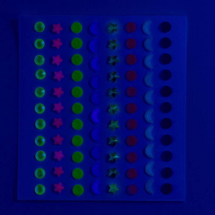 Glow in the Dark Hair Gems - 80 Pack,