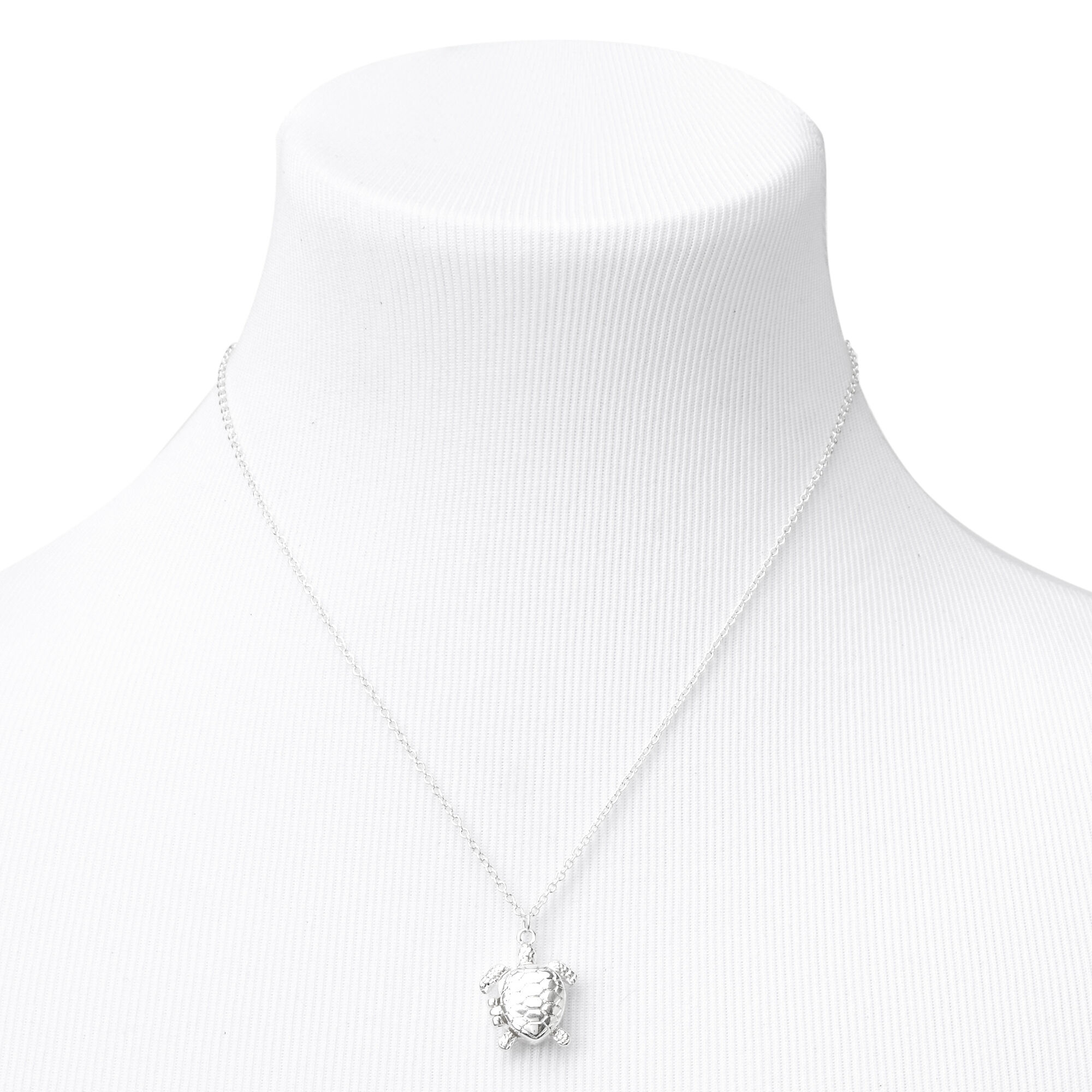 Silver Sea Turtle Pendant Necklace,