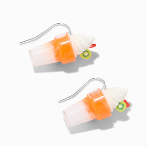 Silver 1&quot; Kiwi Strawberry Smoothie Drop Earrings,