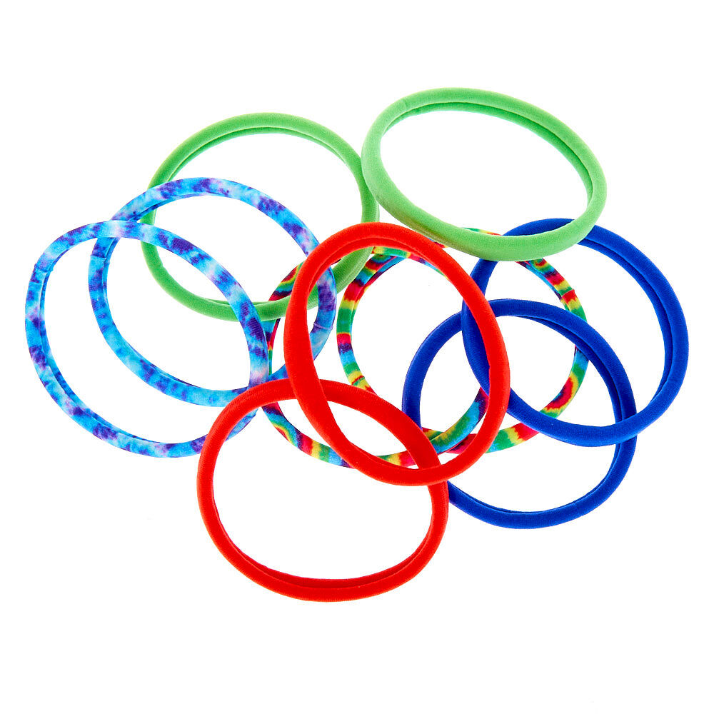Rainbow Tie Dye Rolled Hair Ties - 10 Pack,