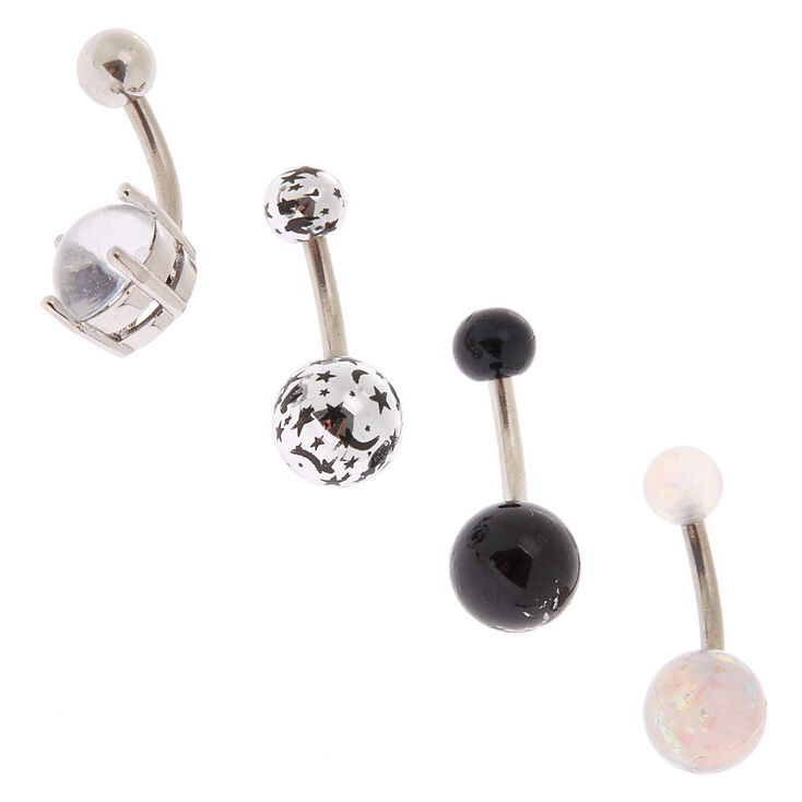 Silver 14g Galactic Belly Rings 4 Pack Claire S