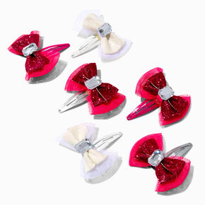 Claire&#39;s Club Hot Pink Bow Snap Hair Clips - 6 Pack,